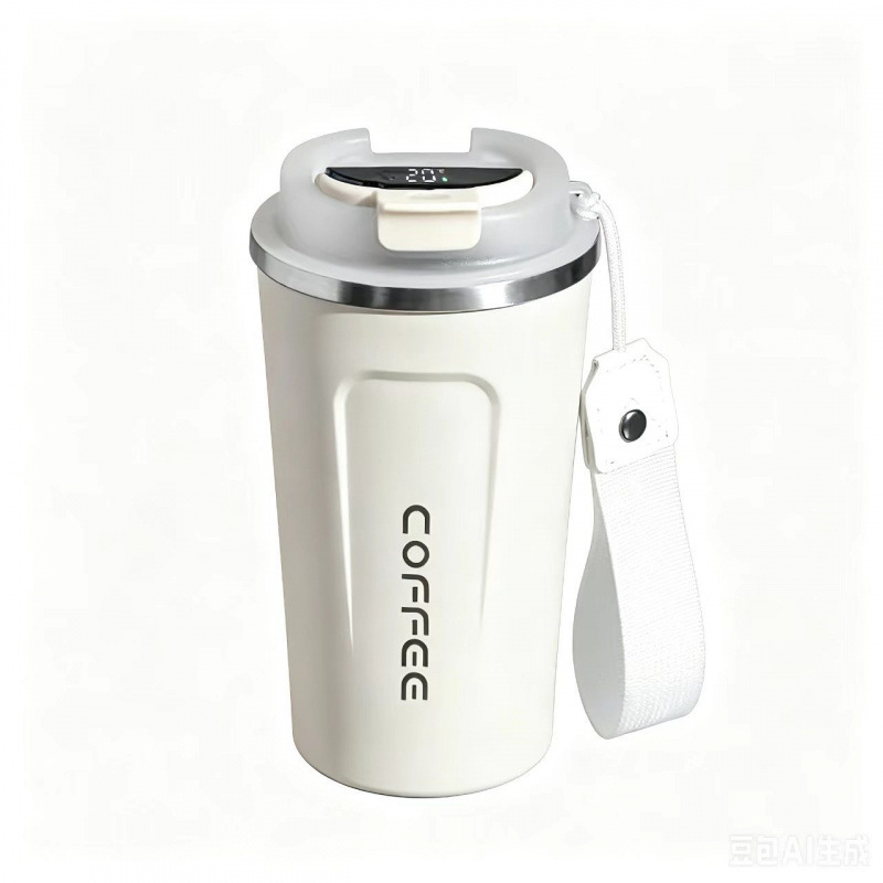 Taza de café de cuerda transparente con tapa inteligente blanca 510ml