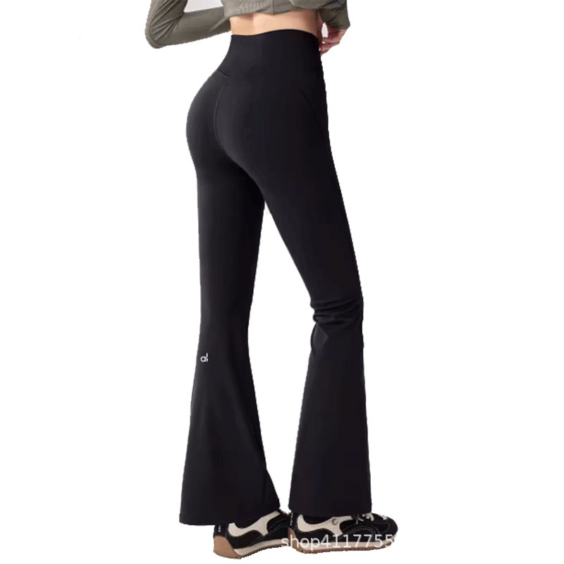 Cross-Border Alo Yo Yoga Flared Pants High-Waisted Sports Fitness Long Pants Reflective Logo Butt-Lifting Slimming Magic Pants for Spring and Autumn Cross-Border Alo Yo Yoga Flared Pants High-Waisted Sports Fitness Long Pants Reflective Logo Butt-Lifting Slimming Magic Pants for Spring and Autumn