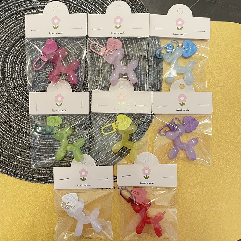 귀여운 젤리 컬러 풍선 개 열쇠 고리 펜던트 만화 개 휴대 전화 체인 열쇠 고리 액세서리와 작은 빨간 책