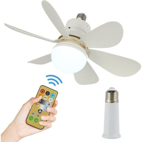 Ventilador de Techo con Luz E27 de ABS Silencioso para Comedor y Dormitorio