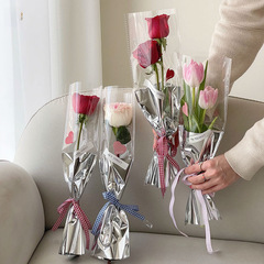 Mirror of the Milky Way Window Flower Bag Single Rose Bouquet Transparent Packaging Bag Fresh Flowers Gift Flower Arrangement Handmade DIY Use
