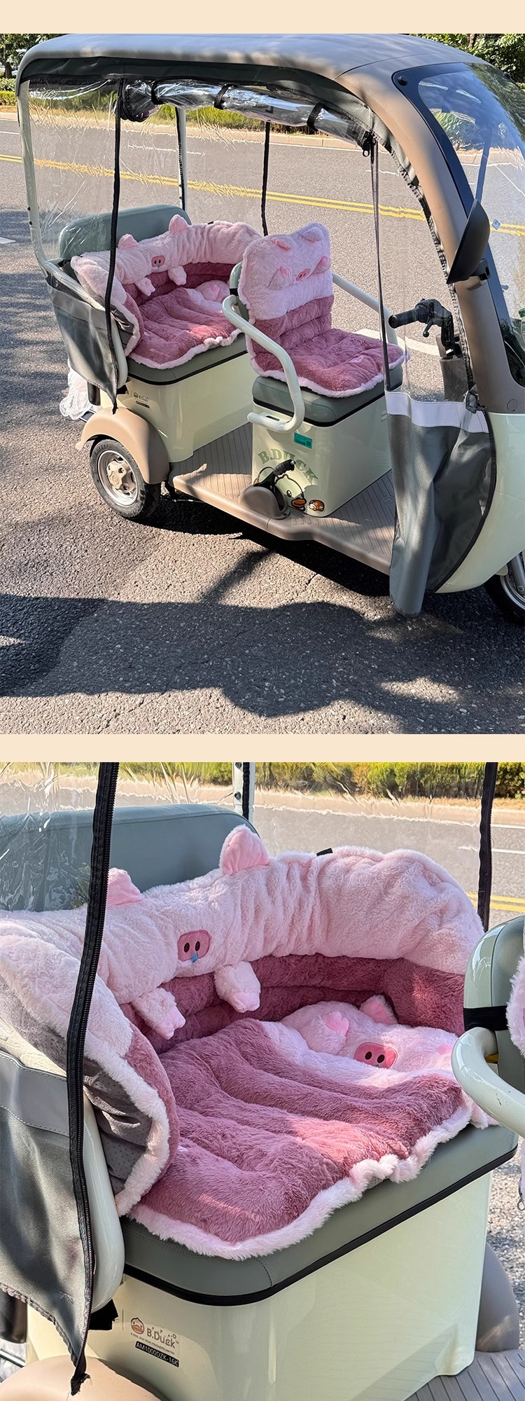 Emma Electric Tricycle Seat Cover Plush Winter Lewei Xingye Xingyu Emma Warm Thickened Battery Car Cushion