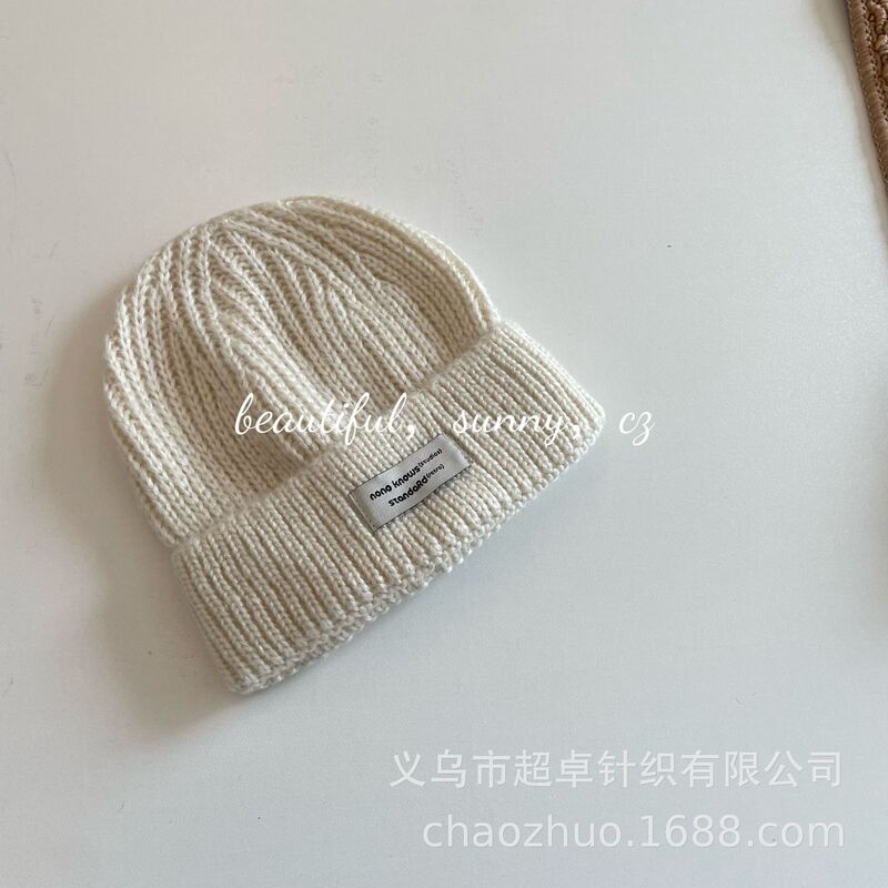 美式个性小标冷淡风冬季毛线帽儿童耍酷百搭针织帽|undefined