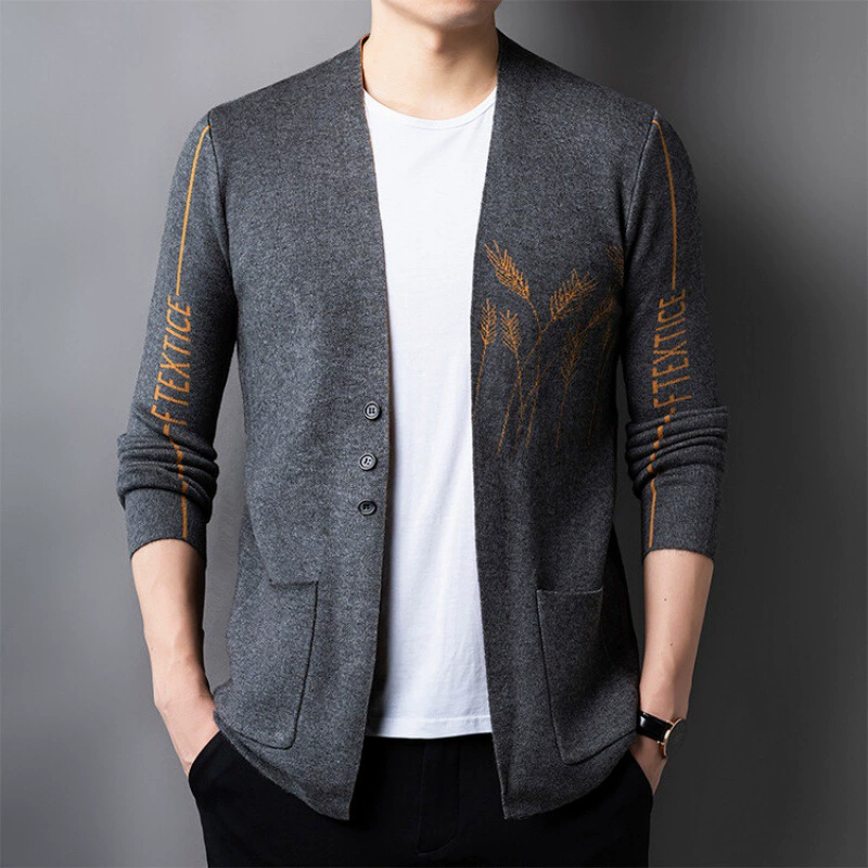 2023 осенне-зимний новый мужской вязаный кардиган для молодежи и среднего возраста, верхняя одежда в Корейском стиле, повседневная куртка, Свободный Мужской свитер