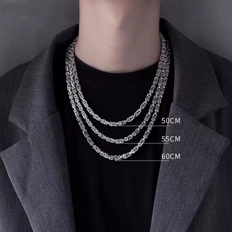 Necklace Men With Unique Design, Niche Collarbone Chain, Cool For Men, Hip-Hop Titanium Steel Choker, Heavy Metal Style_voghion.com