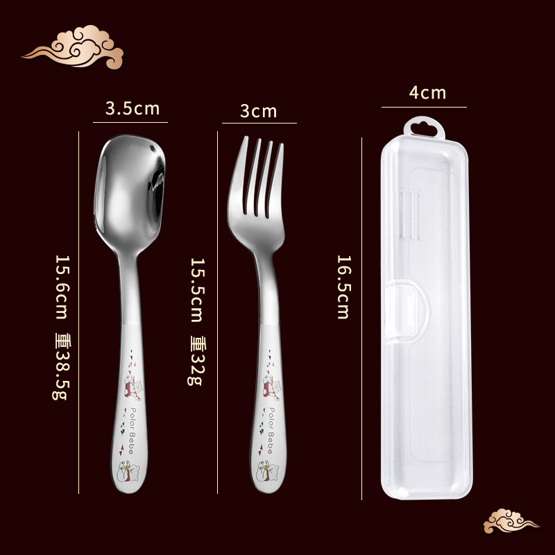 Oso Cabeza Cuadrada cuchara Tenedor conjunto de tres piezas