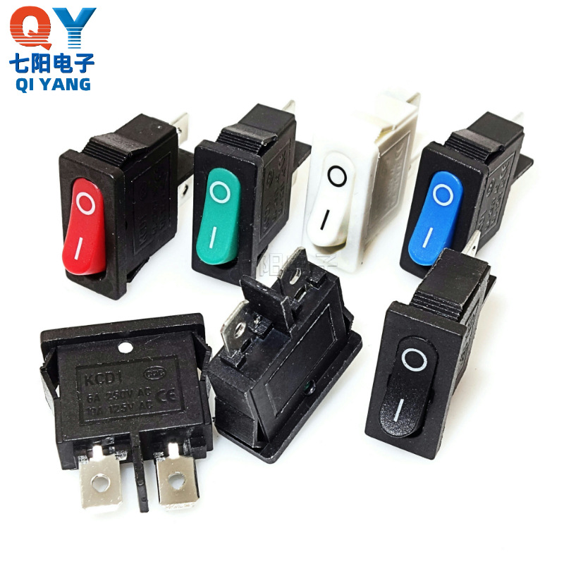 KCD1-110船型开关 9.5*21黑白KCD1超薄2脚两档小扁型翘板开关