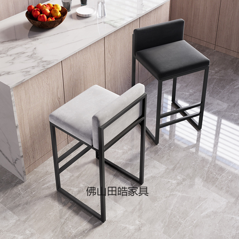 Wrought Iron Bar Stool Modern Minimalist Nordic Gold Light Luxury Home Bar Stool High Chair Bar Chair with Backrest Popular Stool