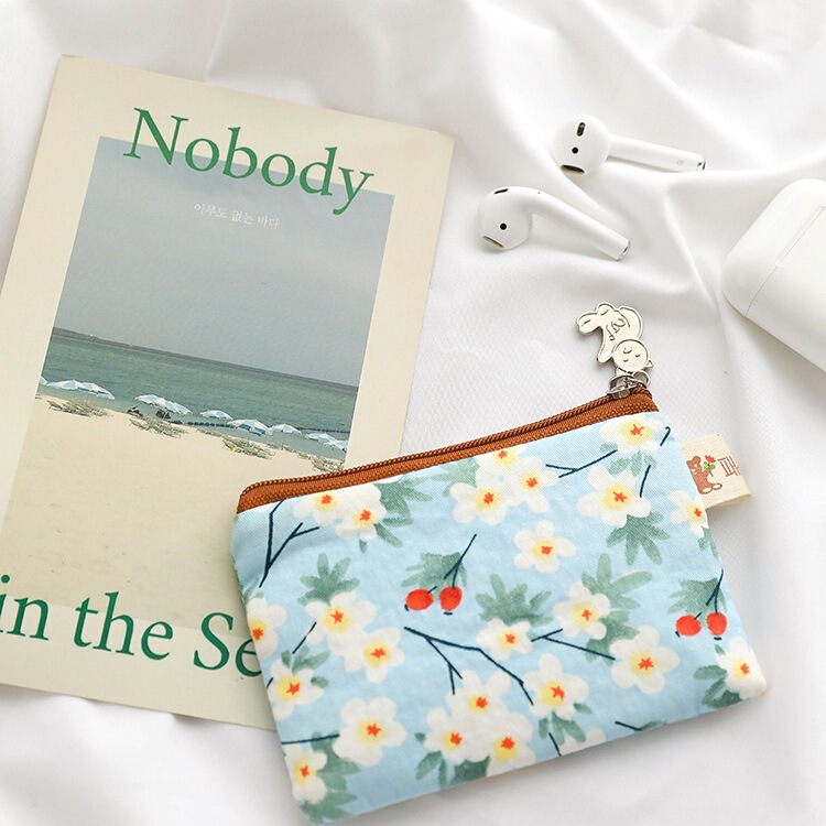 Mini Pocket Wallet, Fresh Cotton Floral Fabric Card Holder, Coin Purse for Female Students, Coin Storage Pouch