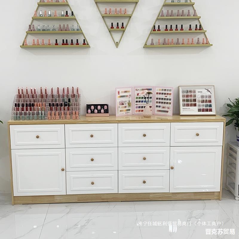 实木美甲柜展示柜指甲油收纳柜抽屉式甲油胶储物柜美甲店落垒德株