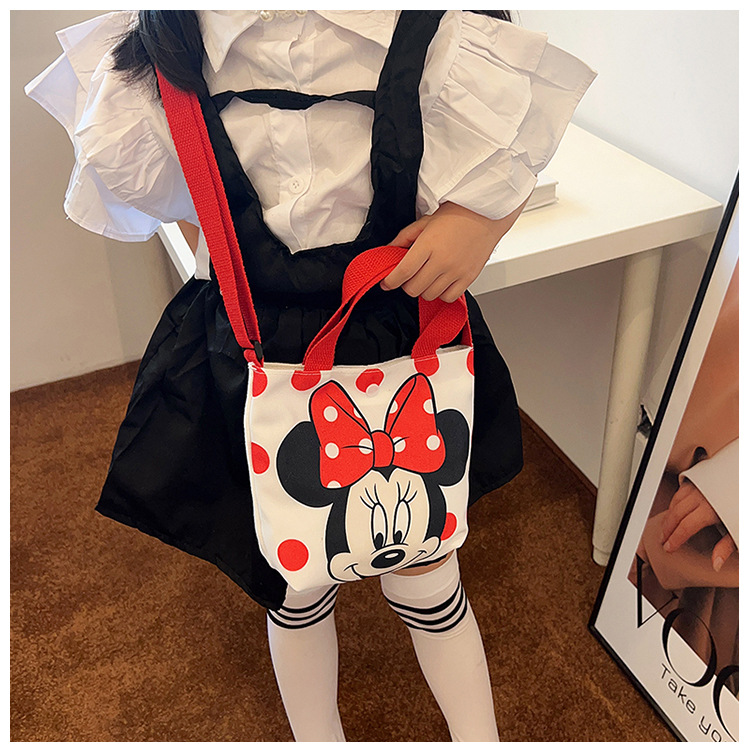 2023 Trendy and fashionable children's canvas cartoon printed crossbody bag, Korean version cute single-shoulder hand-held girls' coin purse undefined