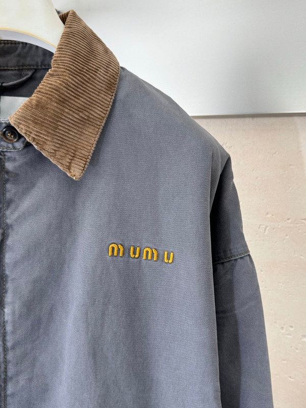 高版本M1U家字母刺绣灯芯绒衣领洗水做旧棉服英伦百搭男女夹克|undefined