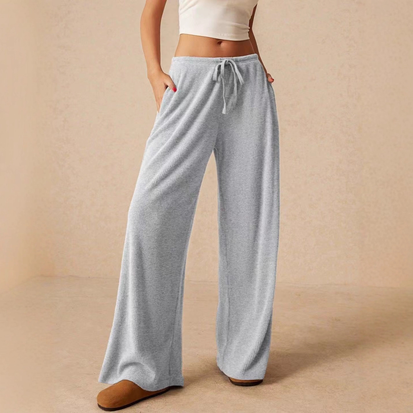 Women's Clothing Casual Loose Autumn And Winter Explosion Fashion Temperament Wide-leg Pants Trousers Elastic Waist Women_ecoleips.com