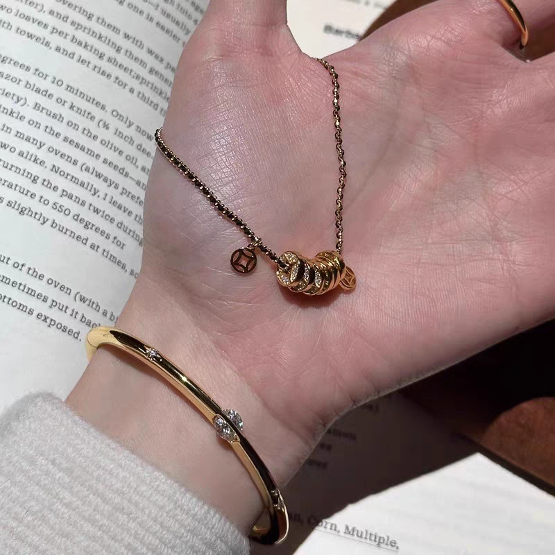"发财钱多多"招财新款黑金编织穿绳钱贯子手链女小众高级手绳手饰|undefined