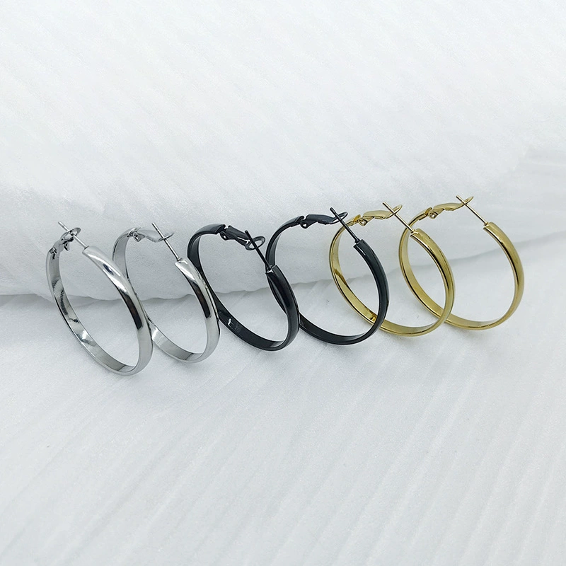 Европейская и американская мода 316 из нержавеющей стали широкие простые серьги-кольца ниша темперамент Универсальные круглые женские новогодние серьги