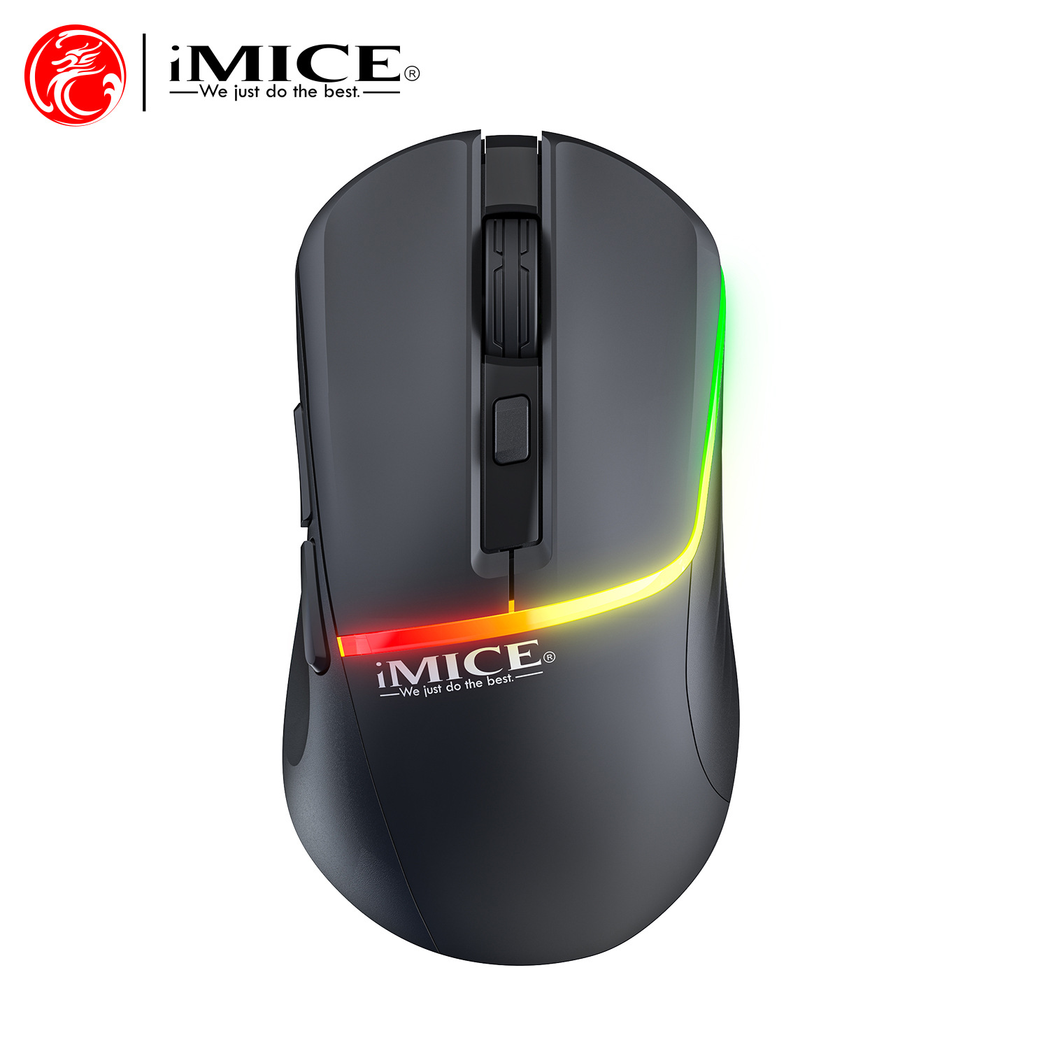 IMICE marca GW-X7 silencioso inalámbrico TPC recargable Bluetooth modo dual 7 teclas luminoso 2,4G ratón para juegos