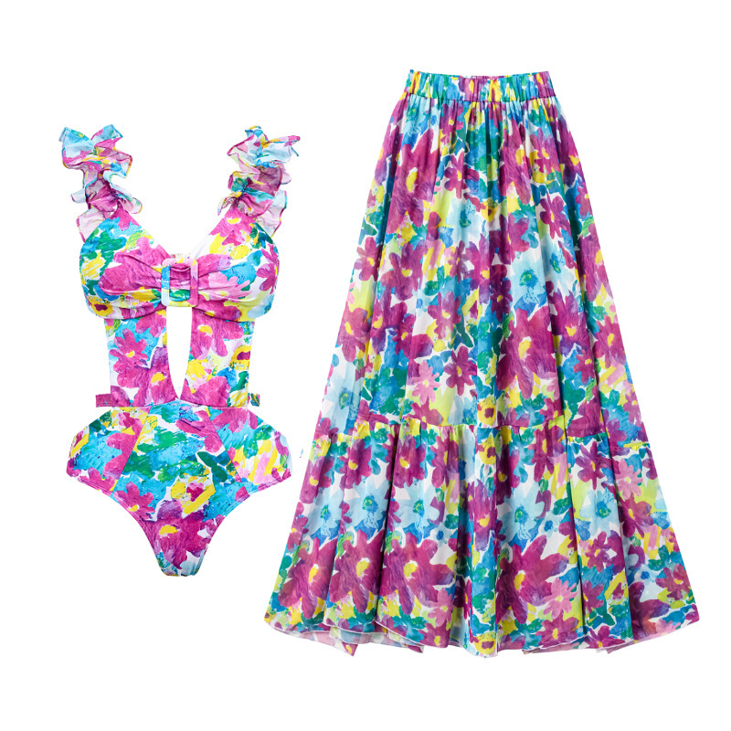 210g Weight Sleeveless Sleeve Length Polyester Fabric Type Regular Top Length One-pieces Tops Type 2 Pieces Set Quantity Swimming Pool, Swimming Occasion V Neck Neckline Regular Fit Fit Type Ditsy Floral Pattern Women's Gender Elegant Style Women's Elegant Lady Ditsy Floral 2 Pieces Set One Piece Swimwear 7