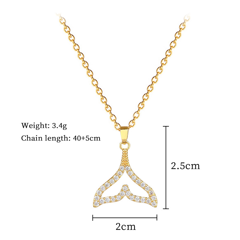 Zircon Fish Tail Necklace Elegant Gorgeous Full Diamond Jewellery_voghion.com