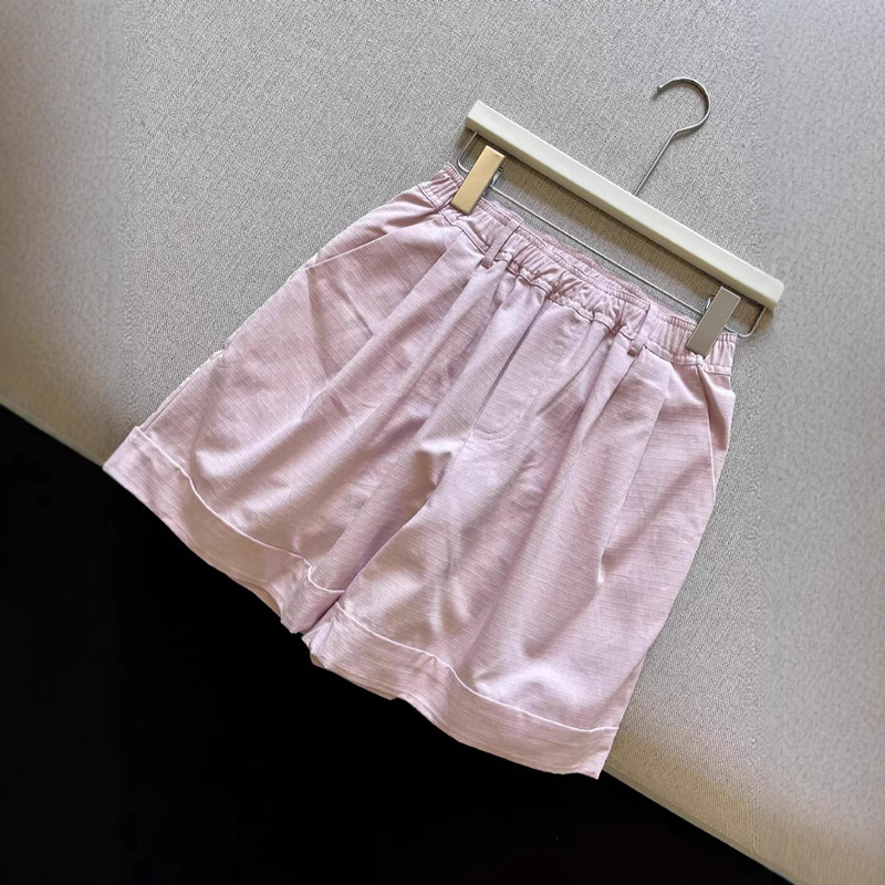 Fashionable Niche Designer Elastic Elastic Waist Textured Curling Slim Versatile Overalls Shorts for Women 25 Summer