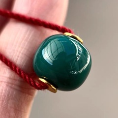 老型 老油绿  湖北松石原矿松石苏工雕刻单珠腰珠diy雪巴琉璃包邮