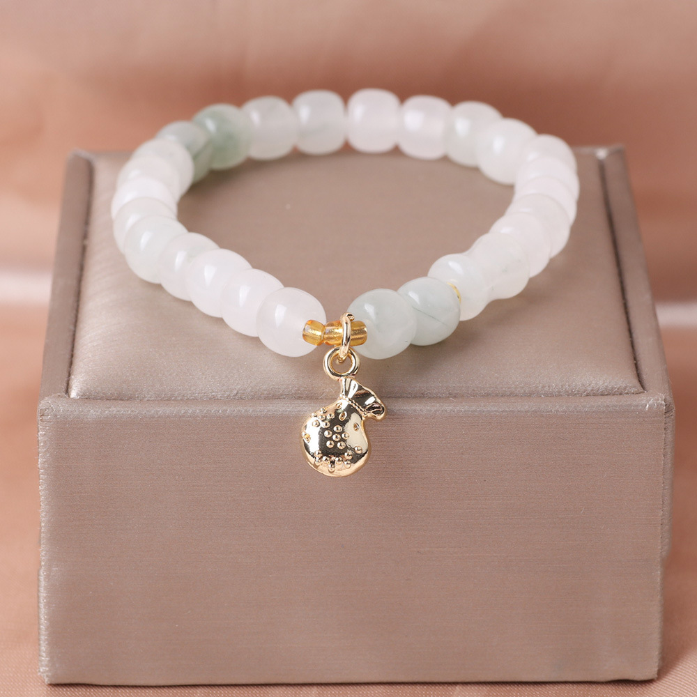 Brazalete de cuentas de ágata rojo para mujeres lujoso ligero delicado de alta sensación joyería de mano de verano colgante de mano