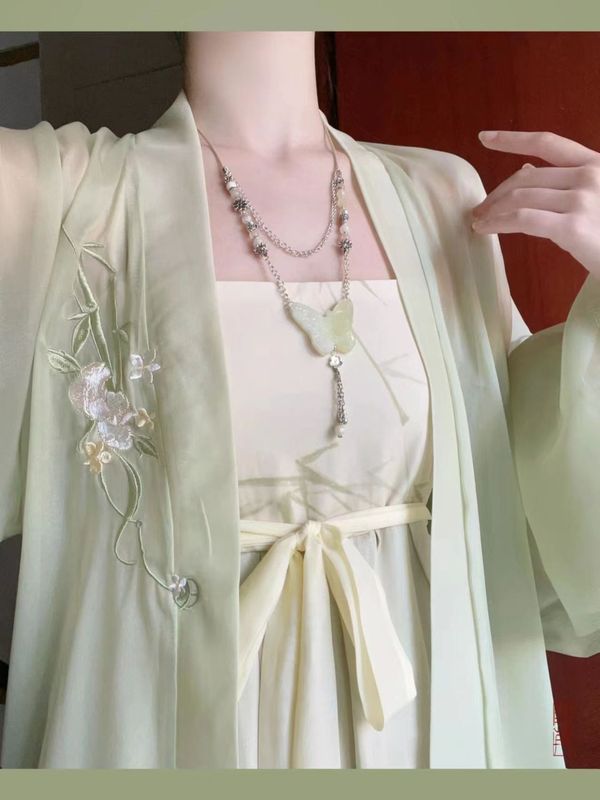 Huashi Ji オリジナル [春茶] 漢服女性 宋時代 中国風 長干寺 改良漢風 日常 春夏|undefined