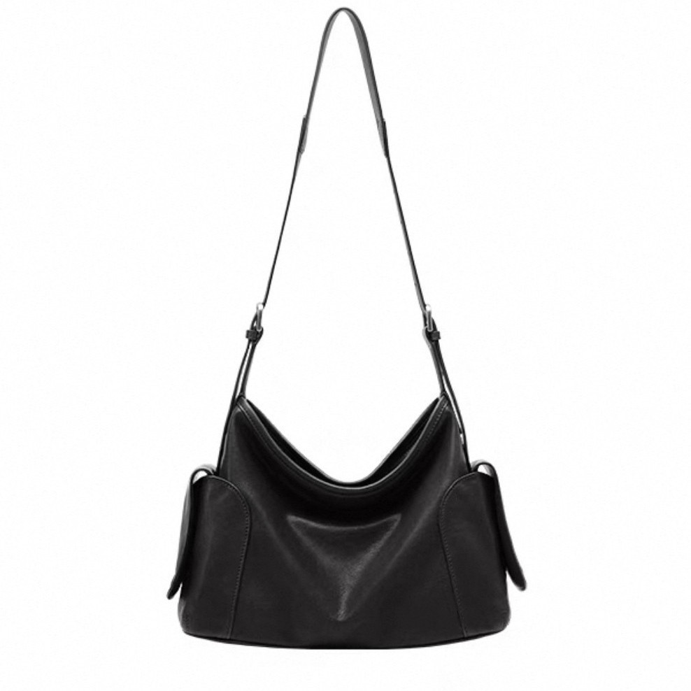 Vegetable-Tanned Cowhide Minimalist Hobo Bag - Unique Designer Shoulder Bag For Women, Versatile Genuine Leather Dumpling Bag For Commuting - Thumbnail 5