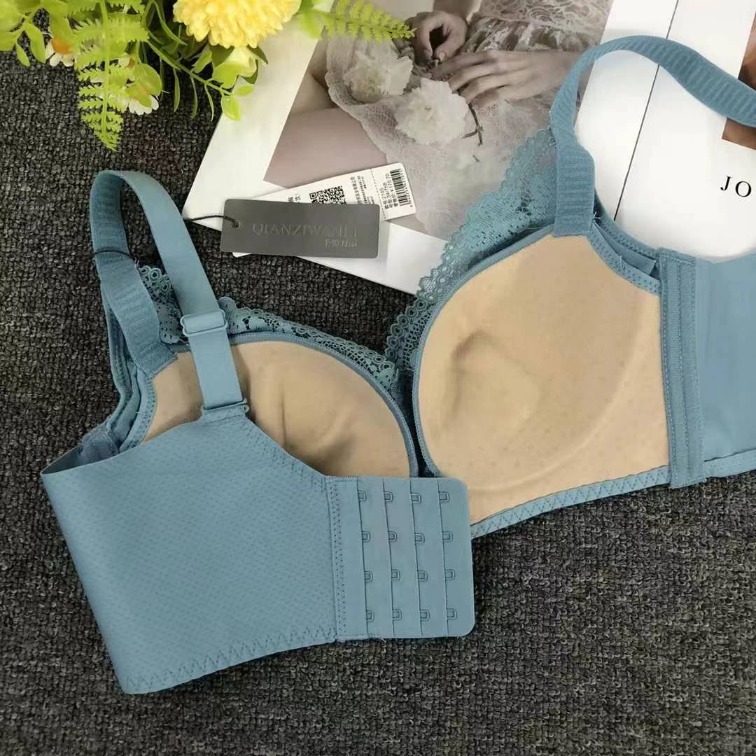 Nuevo sujetador de alta calidad de moda de encaje jacquard transpirable y cómodo ajuste lateral de pecho de botón múltiple ropa interior mujer