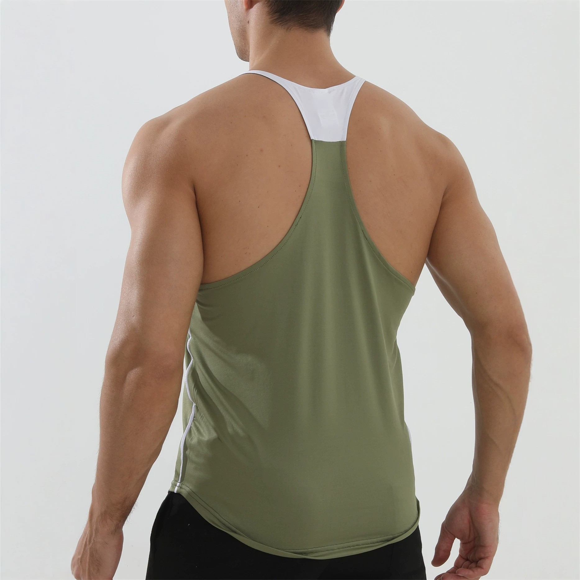 Chalecos de carrera muscular para hombres, tirantes de hombros delgados, blusas de secado rápido, deportes elásticos, baloncesto, Fitness y autocultivo sin mangas. image 3