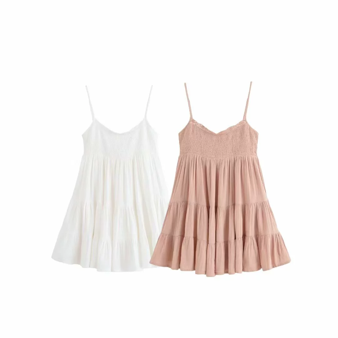 PB & ZA Женская одежда 2025 Летняя модель элегантная свежая сексуальная горячая девушка из тюля короткое платье 0881319