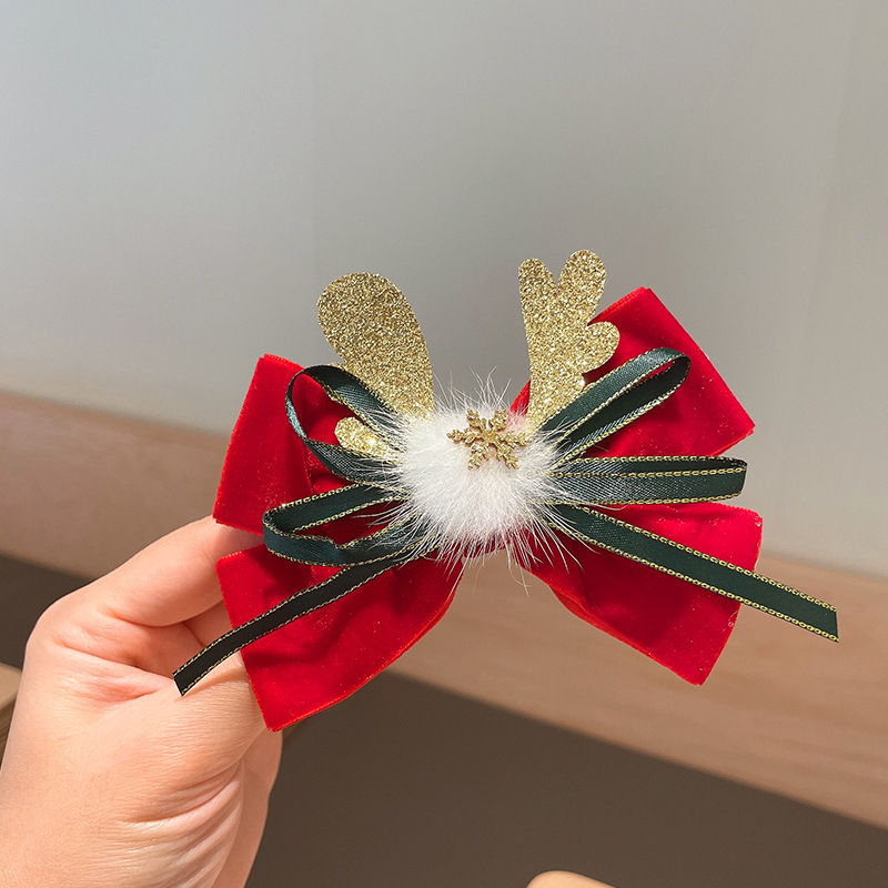 Kid'S Gender Cartoon Style Style Christmas Cartoon Style Kid'S Bow Knot Hair Clip