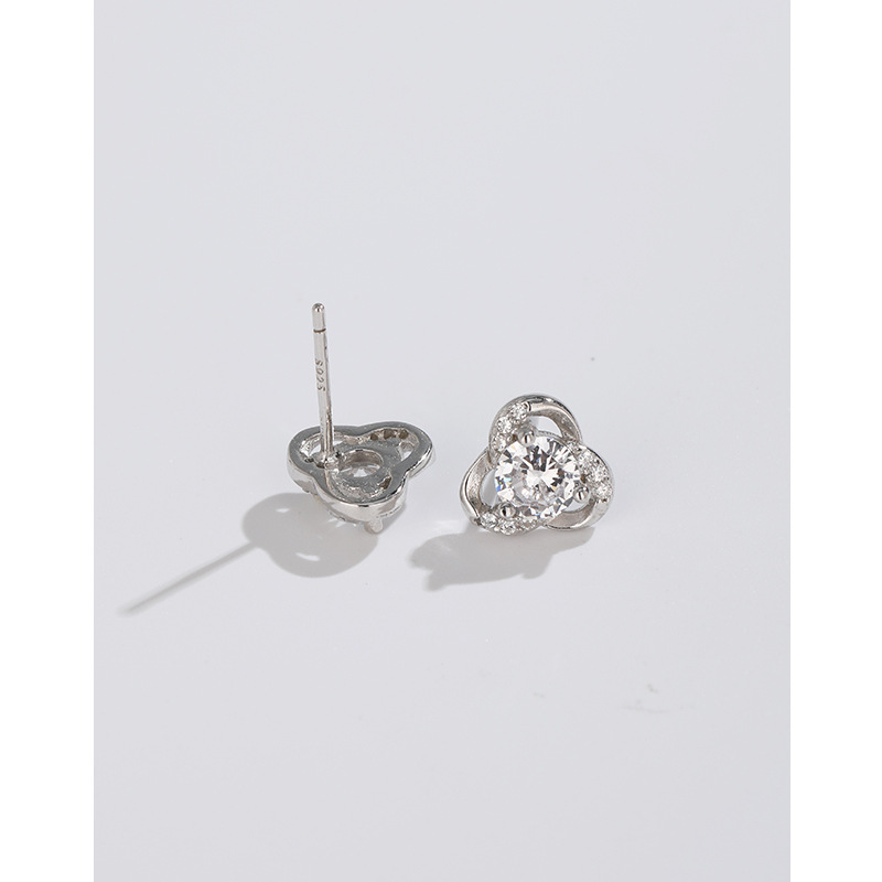 925 pendientes de plata esterlina trébol de verano femenino nicho diseño pendientes de flores con incrustaciones de circón pendientes de temperamento de alta calidad