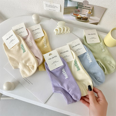 2023春夏新款女襪子 hello字母燙印女士船襪女隱形襪