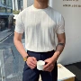 圆领半袖修身男士t恤