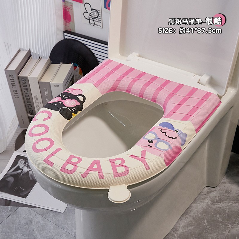 Eva estera del inodoro hogar dibujos animados impermeable cuatro estaciones suministros baño engrosada desechable adhesivo lavadora