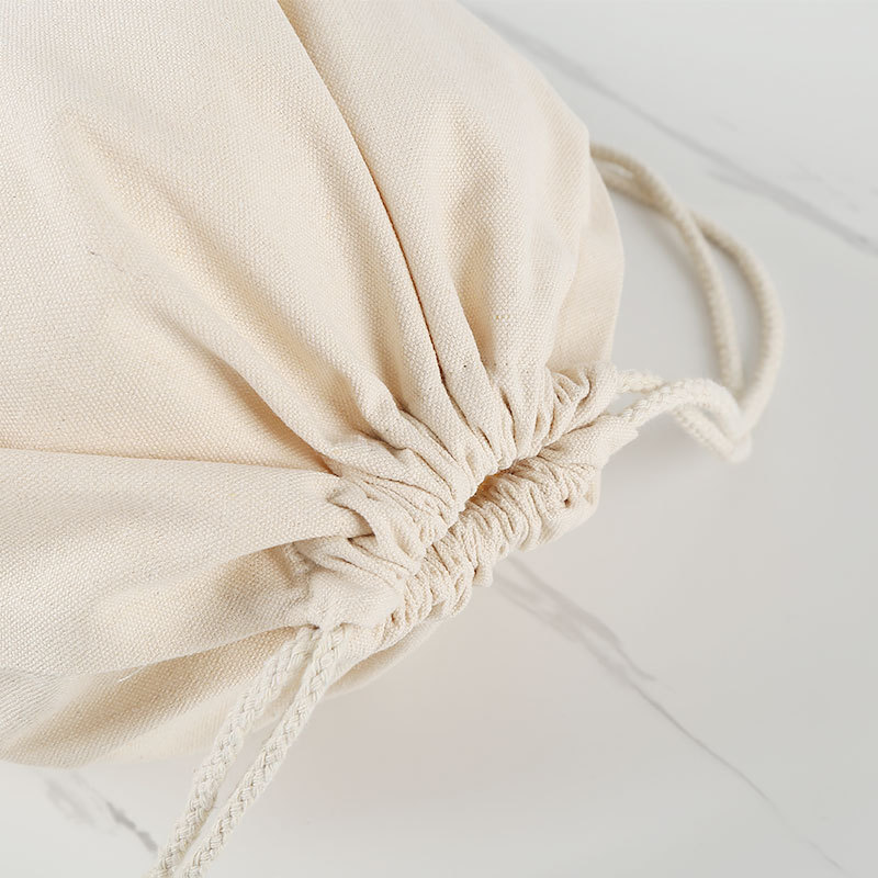 Bolsillos con cordón de lona, publicidad personalizada, algodón, compras, mochila con cierre de hombro, bolsa de algodón con cordón en blanco, en stock