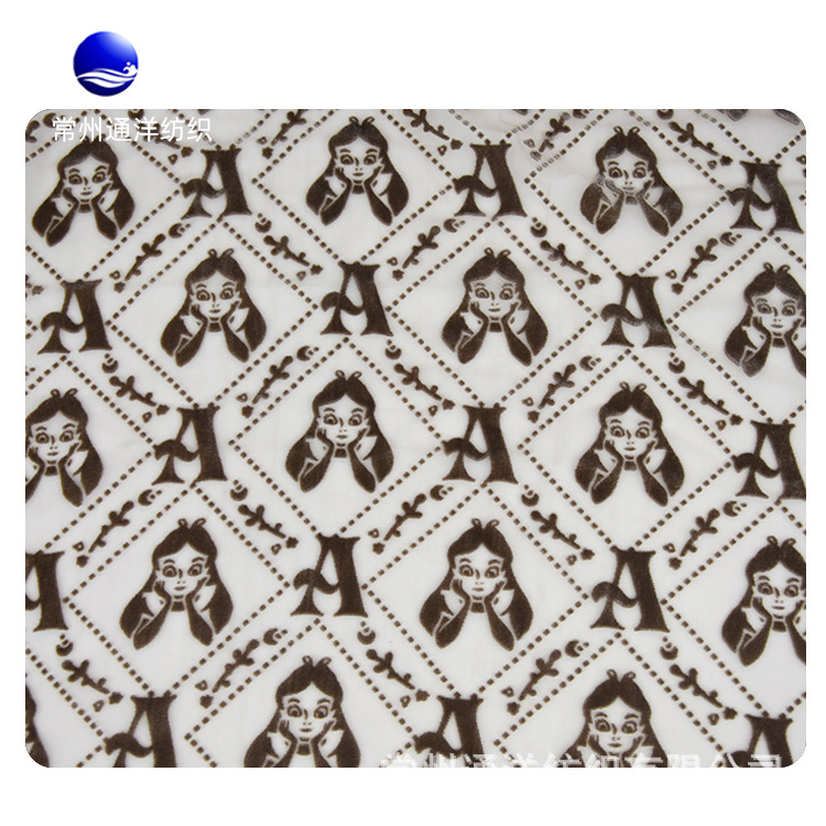 抢手出口好质量女装面料无弹烂花锦粘绒厂家供应的时装si'ron