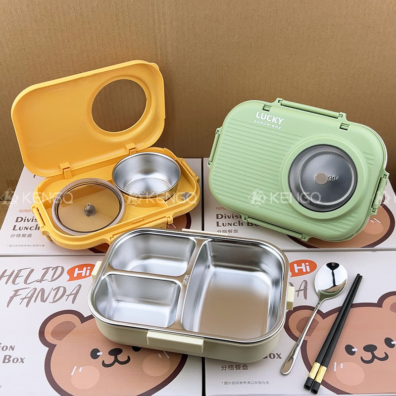 Fiambrera con aislamiento de acero inoxidable 304, bandeja especial para niños para trabajadores de oficina, lonchera para almuerzos