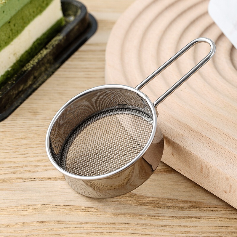 Factory Spot Sugar Sieve 304 Stainless Steel Flour Sieve Baking Handheld Sprinkling Artifact Household Filter Screen