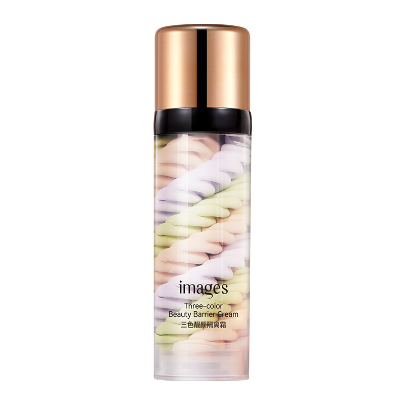 Imagen belleza tres colores hermosa cara aislamiento crema piel refrescante hidratante maquillaje frontal Leche Natural maquillaje desnudo pájaro mierda aislamiento crema