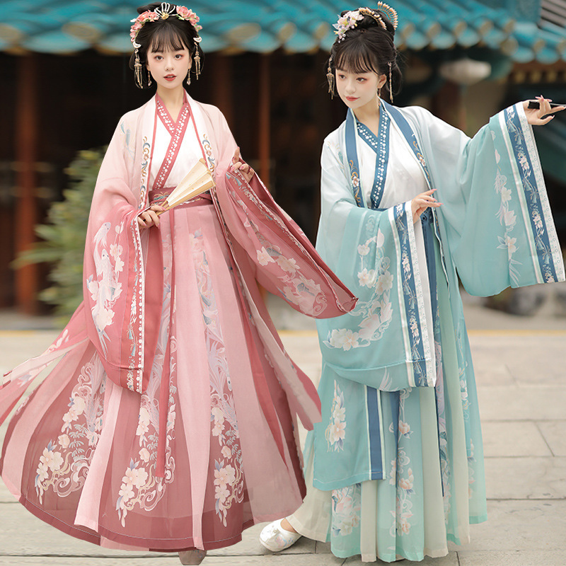 Shanghefang's New Original Hanfu for Women, Adult Wei-Jin Style Cross-Collar Waist-Length Skirt, Sister Outfits, Daily Ancient Costume Shanghefang's New Original Hanfu for Women, Adult Wei-Jin Style Cross-Collar Waist-Length Skirt, Sister Outfits, Daily Ancient Costume