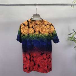 欧美潮牌百搭夏季男女新款 Ve圆领T恤 满印印花图案 平替跨境欧货