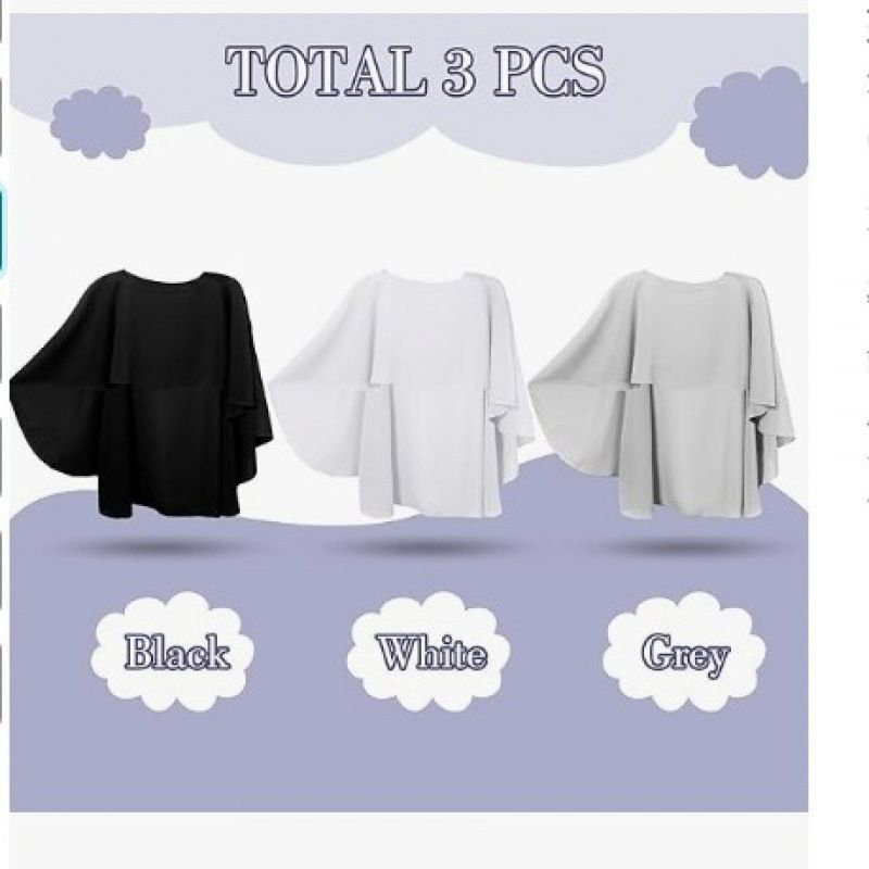 Summer thin shiffon solid short cloak with a round collar