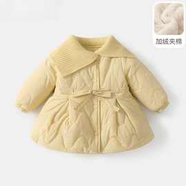 女童棉袄2025冬季新款儿童洋气女宝宝加绒保暖棉服加厚中长款棉衣