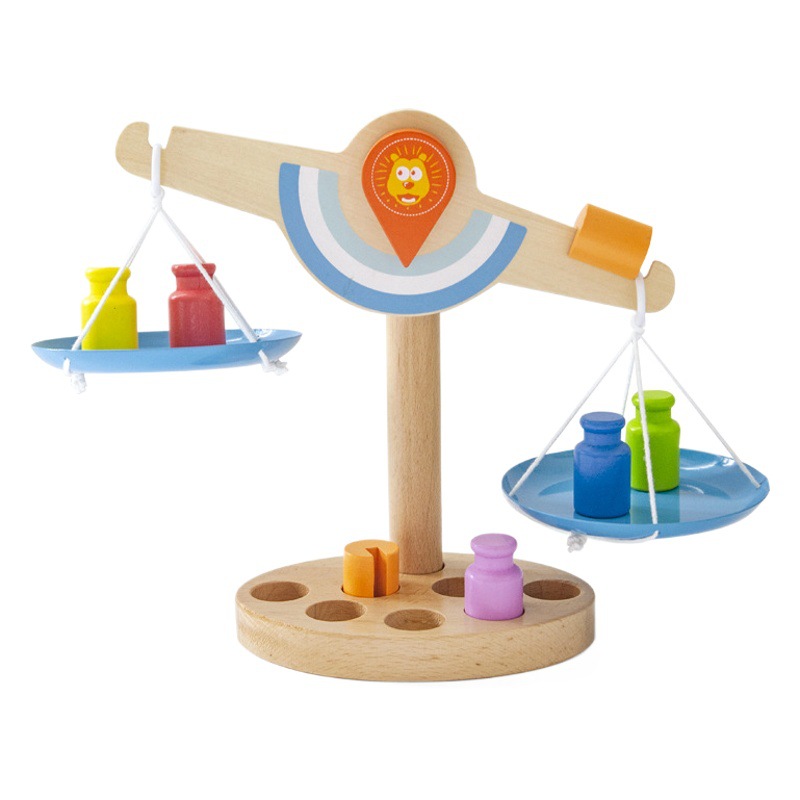 Balanza de juguete educativa de madera para niños, bandeja de aprendizaje para bebés de 1 a 3 años, regalo de juguete de madera