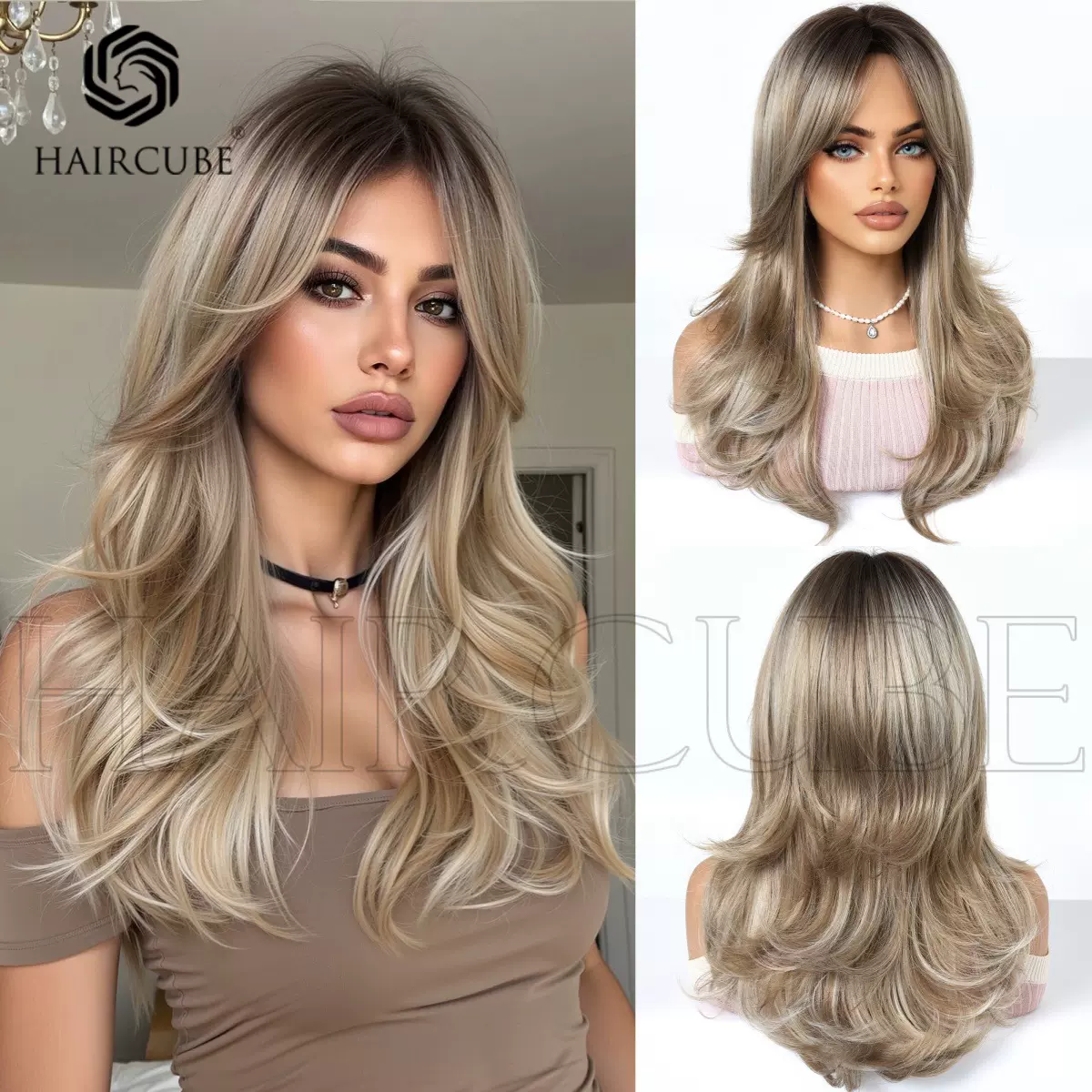 短卷发女发套机制头套自然发丝亚麻灰色时尚个性职业波浪卷假发女