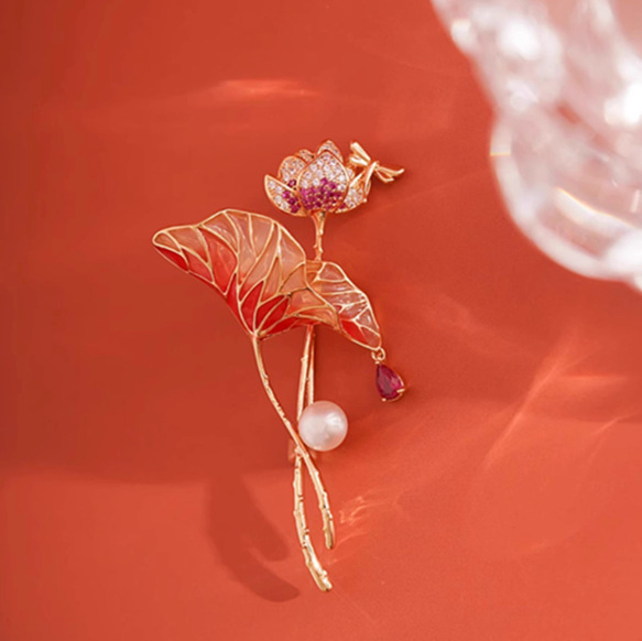 荷塘月色中国风珐琅彩绘胸针高档女小众设计感莲花别针胸花配饰品|undefined
