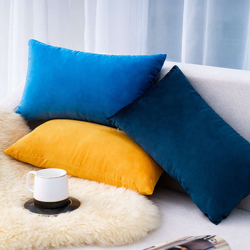 Home textile home decoration a cross-border 30*50 rectangular velvet pillowcase solid color waist pillow cushion