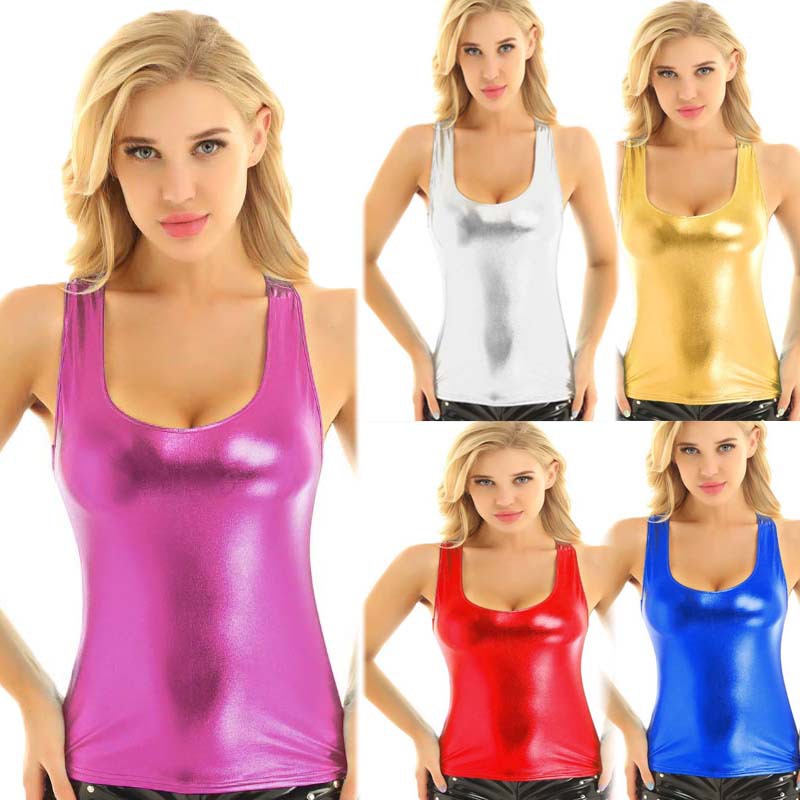 夜店性感背心女 2025新款亚马逊紧身U型T恤 舞台表演女装现货代发