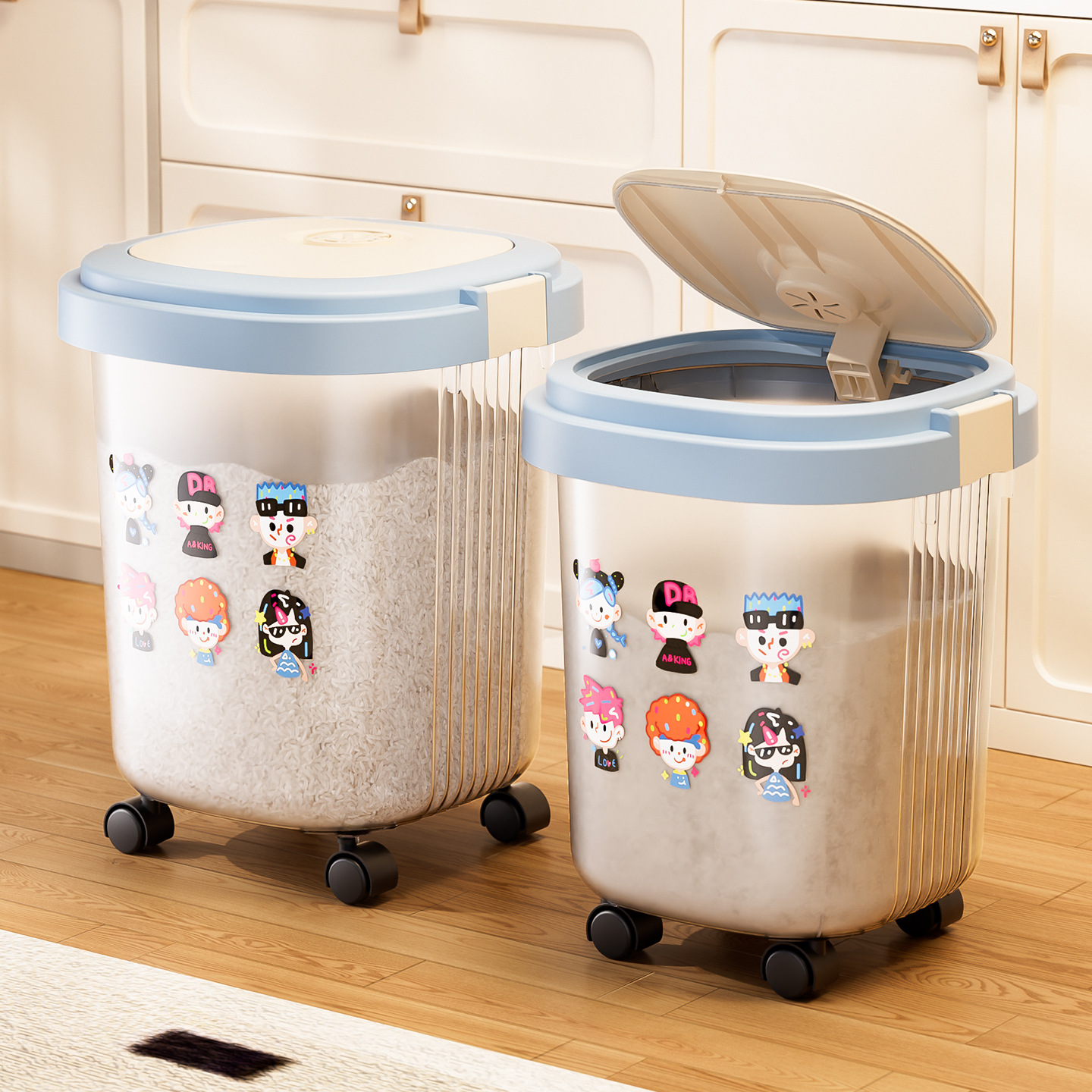 2025 nuevo barril de arroz doméstico a prueba de insectos a prueba de humedad barril de arroz sellado de gran capacidad caja de arroz barril de fideos de arroz con ruedas